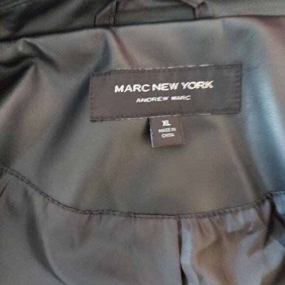 Marc New York black faux leather blazer with gold buttons. Sz XL. - Picture 3 of 4